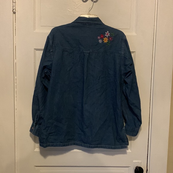 Large Denim Embroidered Button Down Shirt - Picture 7 of 8